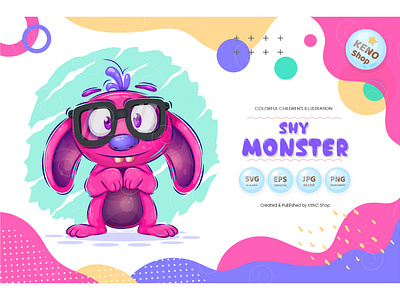 Shy cartoon monster