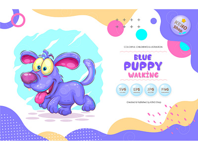 Blue puppy walking animal clipart animals blue puppy cartoon character clip art clipart cute dog dog clipart dog graphic dog illustration doggy dogs graphics happy illustration mascot puppy vector
