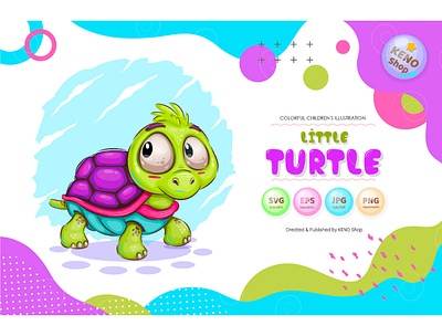 Little cartoon turtle animal art carapace cartoon character drawing color cute design dinosaur dinosaur vector doodle draw drawing funny graphic illustration mascot reptile tortoise turtle