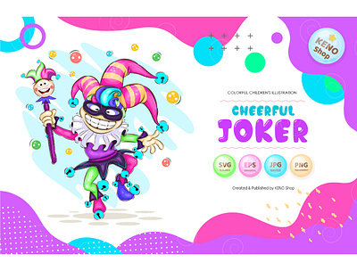 Cheerful cartoon joker april carnival cartoon circus clown comedian comic crazy fools fun funny harlequin humor illustration isolated jester joker mask poker vector