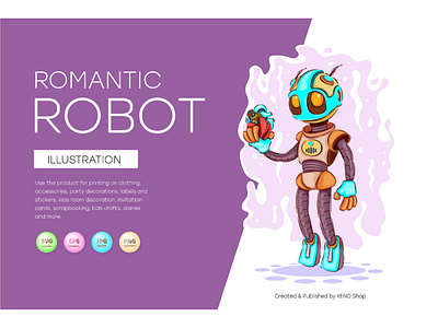 Romantic cartoon robot