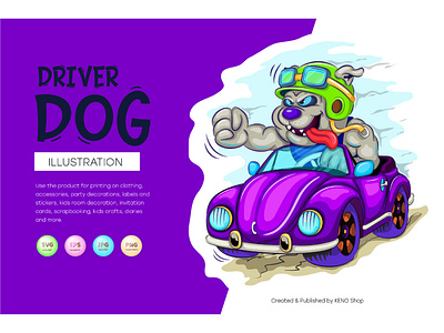 Cartoon dog driver.