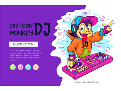 Cartoon monkey DJ.