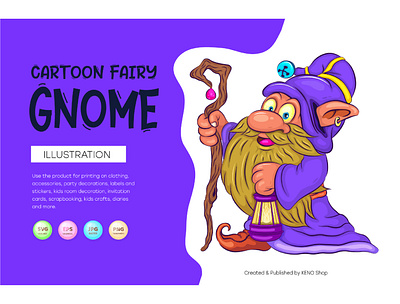 Cartoon fairy gnome. dwarf