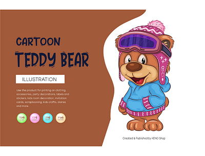 Cute Cartoon Teddy Bear. fur