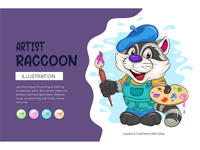 Cartoon Raccoon Artist clip art