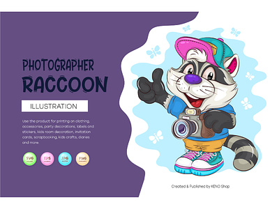 Cartoon Raccoon Photographer. clip art