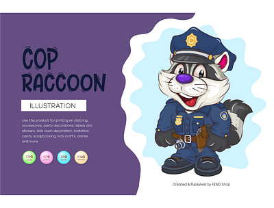 Cartoon Raccoon Cop. comic