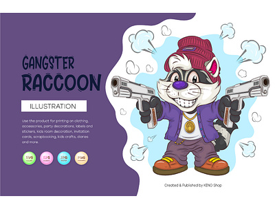 Cartoon Raccoon Gangster. latinos