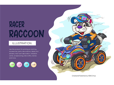 Cartoon Raccoon Racer. comic