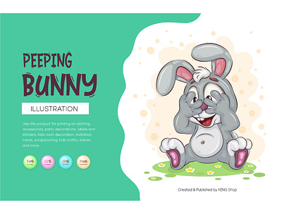 Peeping Easter Bunny. bunny illustration