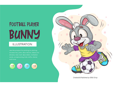Cartoon Bunny Football Player.