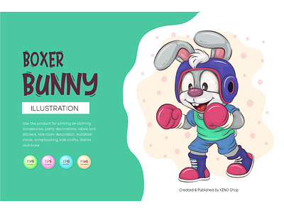 Cartoon Bunny Boxer. cheerful