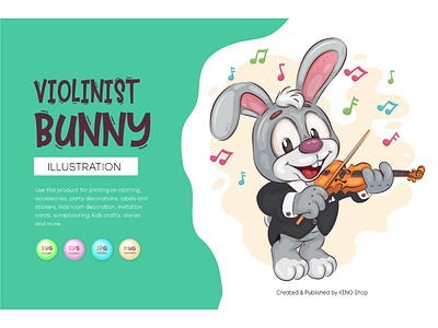 Cartoon Bunny Violinist.