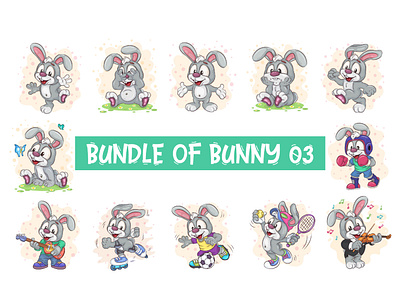 Set of Cartoon Bunny Image 03. rabbit