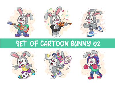 Set of Cartoon Bunny Image 02. rabbit