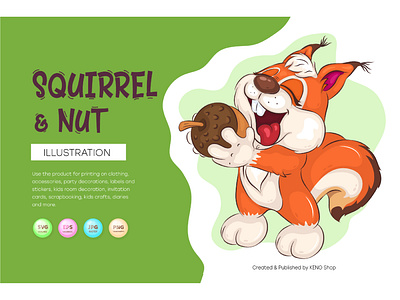 Cartoon Squirrel and Nut.