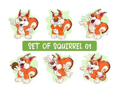 Set of Cartoon Squirrel _ 01. character