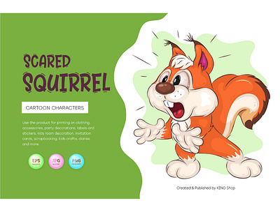 Scared Cartoon Squirrel. character