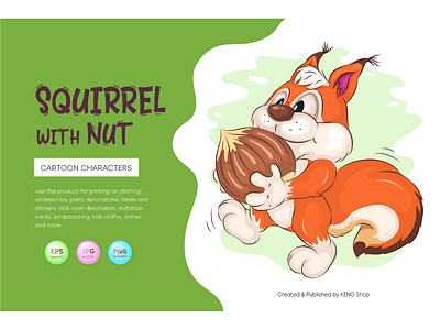 Cartoon Squirrel with Nut.
