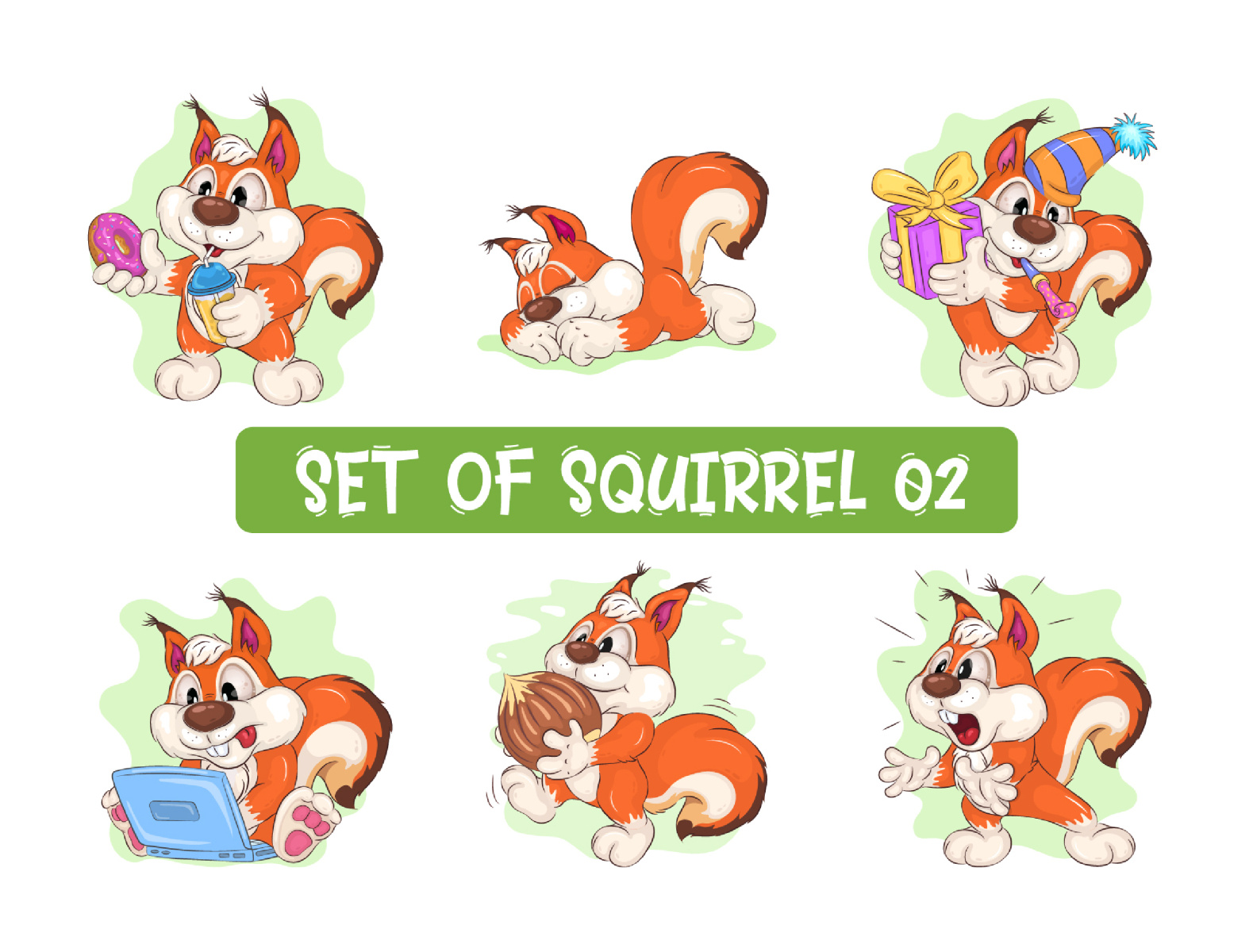 Set of Cartoon Squirrels 02. by Andrey KENO on Dribbble
