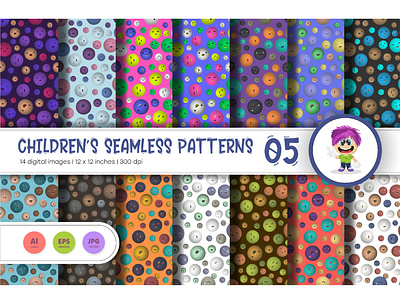 Cute Baby Seamless Patterns 05. Digital Paper ornamental