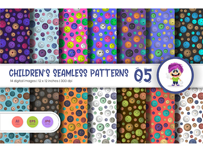 Cute Baby Seamless Patterns 05. Digital Paper