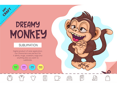 Dreamy Cartoon Monkey.