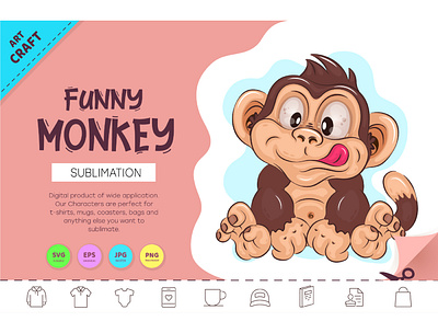 Funny Cartoon Monkey. chimpanzee