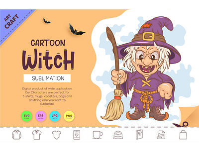 Cartoon Witch. horror