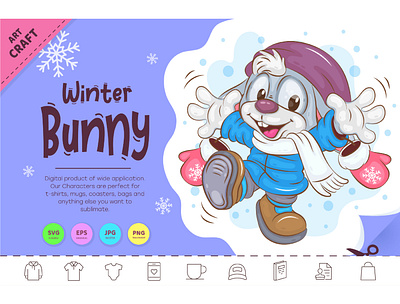 Winter Cartoon Bunny. clipart