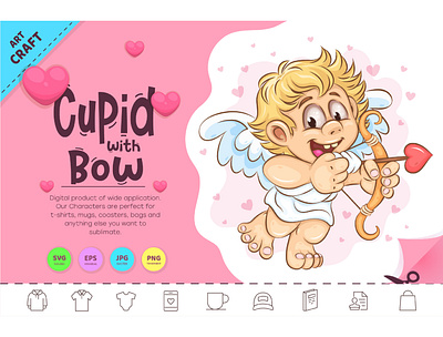Cartoon Cupid with Bow. amur