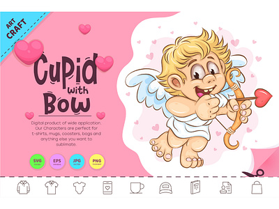 Cartoon Cupid with Bow.
