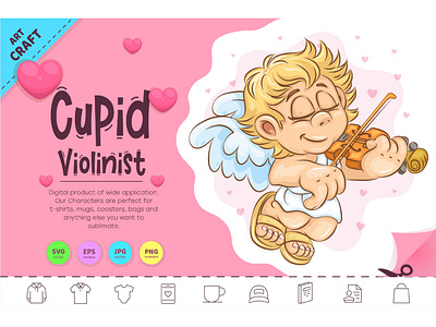 Cartoon Cupid Violinist.