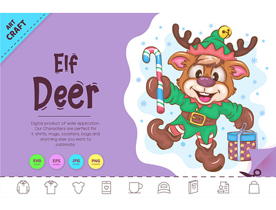 Cartoon Deer Elf. clip art