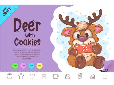 Cartoon Deer with Cookies.