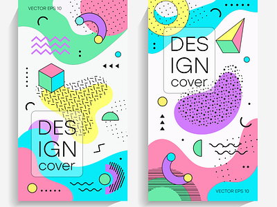 Brochures with memphis design elements