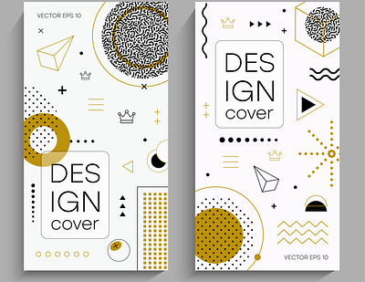 Brochures with memphis design elements abstract brochure design creative design illustration memphis design vector