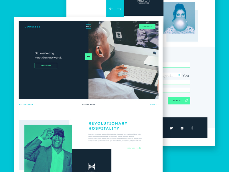 Codeless Homepage by Aaron Dodson for Codeless on Dribbble