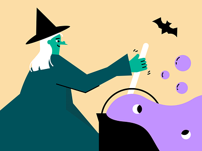 Eyeball brew bat brew bubbles cauldron eyeballs flat illustration halloween vector wart witch