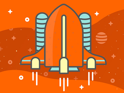 Rocket! blastoff illustration orange rocket space stars