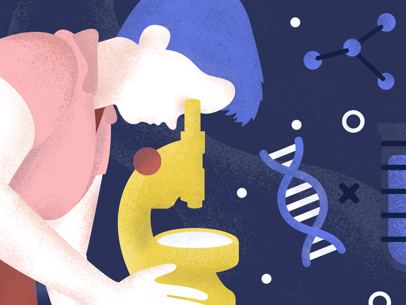 Rosalind Franklin google scientist test tube dna lab women in science texture illustration