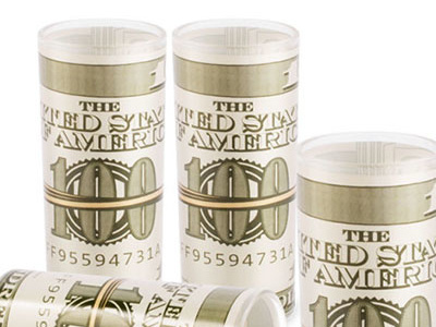 Roll o Hundreds Shot Glass 100 bills dollar roll shot shot glass