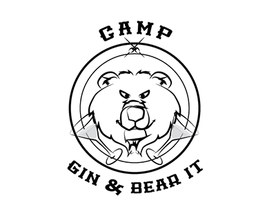 Gin & Bear It bear camp graphic illustration logo