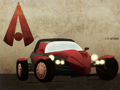 A is for a alphabet ariel atom car illustration roadster