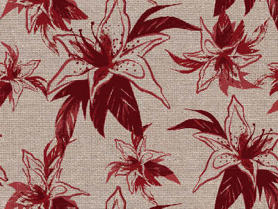 Pattern 19.04.12 burlap canvas lily pattern woodblock