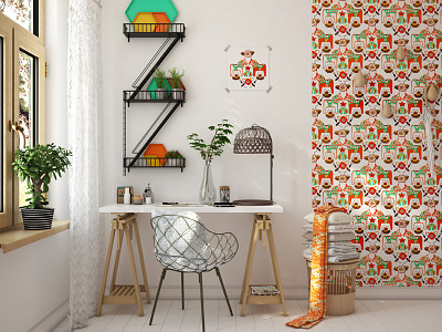 fajno wall fajno fajnodesign illustration interior invite pattern print wallpaper