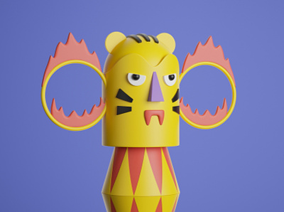 Totti Totem NFT 3d animation art artwork brand branding circus clown collection illustration motion graphics nft tiger totem yellow