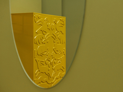 Fern interior animal color dribble green interior mirror print tsarukahmadova yellow