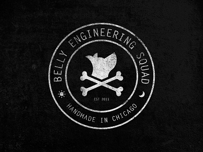 Belly Engineering Crest badge belly circle crest crossbones engineering grunge ia illustration logo sticker team